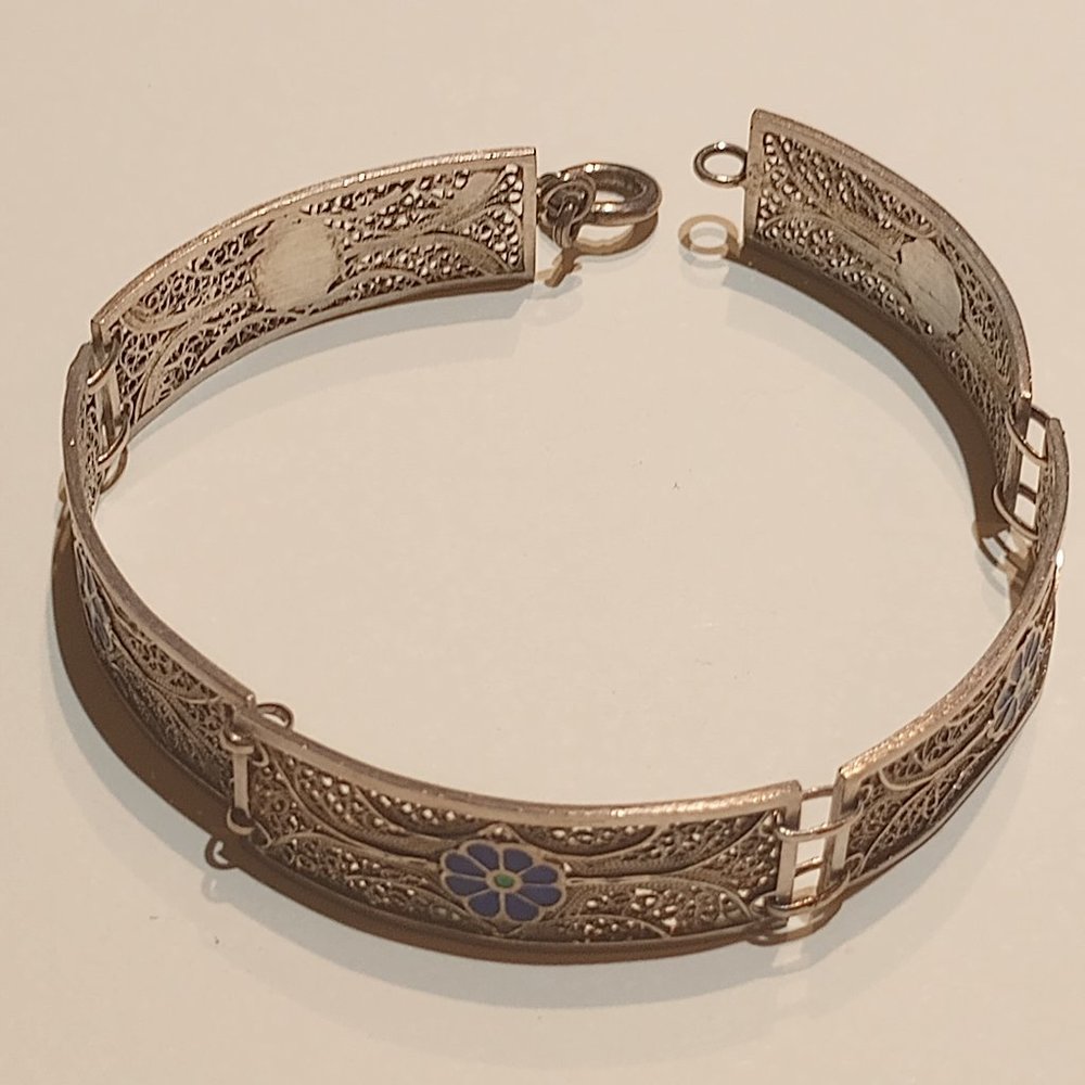 Vintage Rare Enamel filigree bracelet